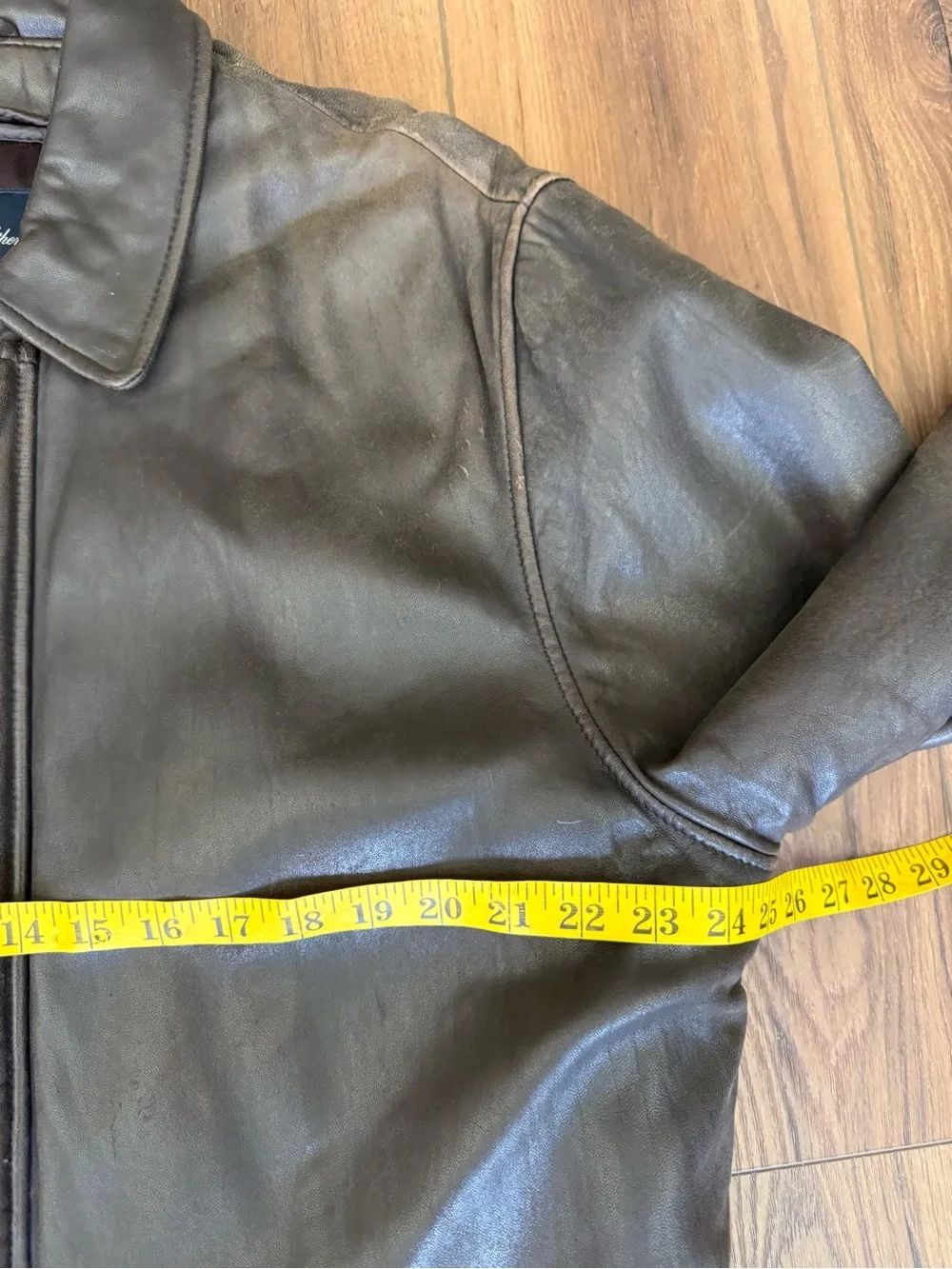 Brooks Brothers Leather Car CoatJacket Men's L Brown Zip Up Wool Lined